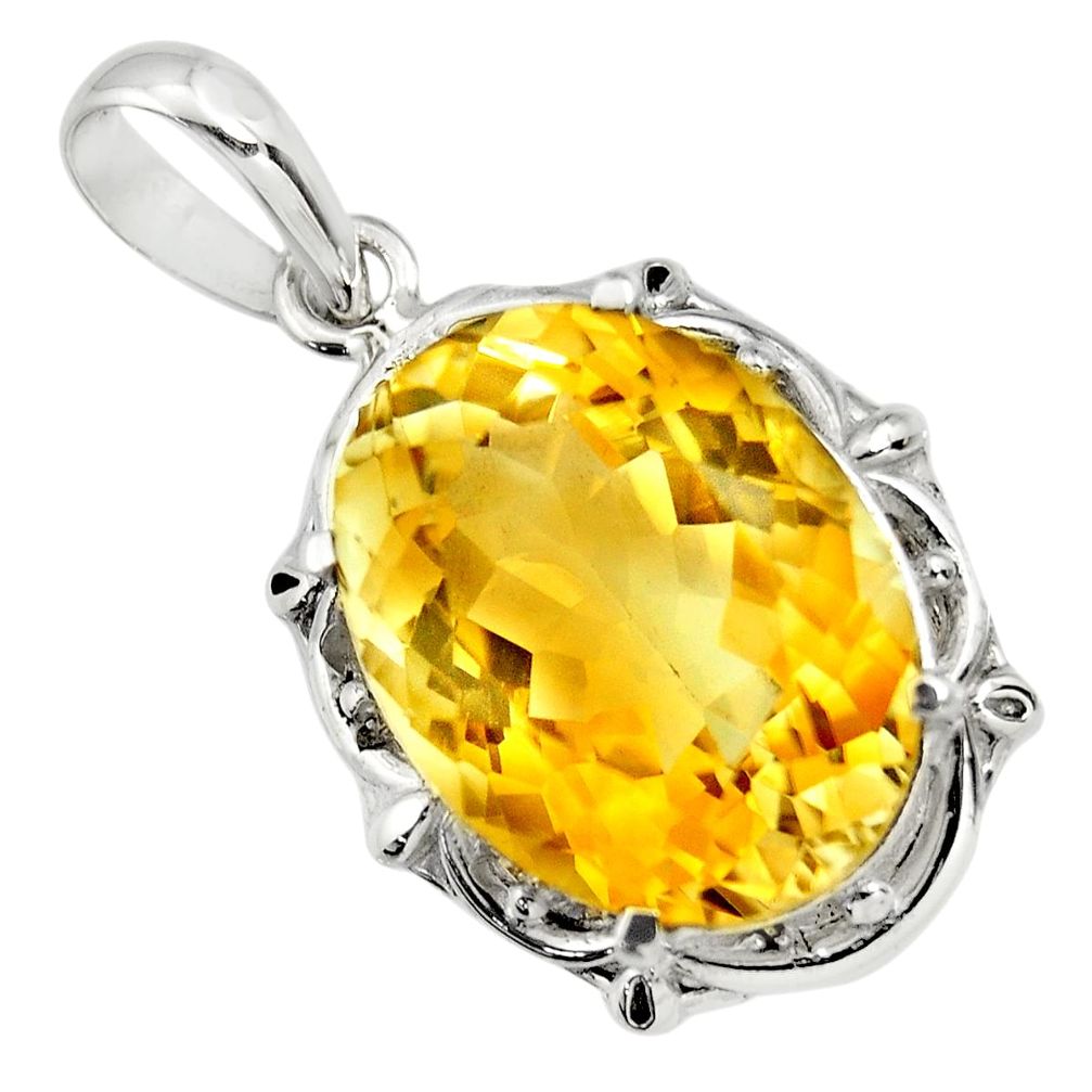 925 sterling silver 12.83cts natural yellow citrine pendant jewelry r25837