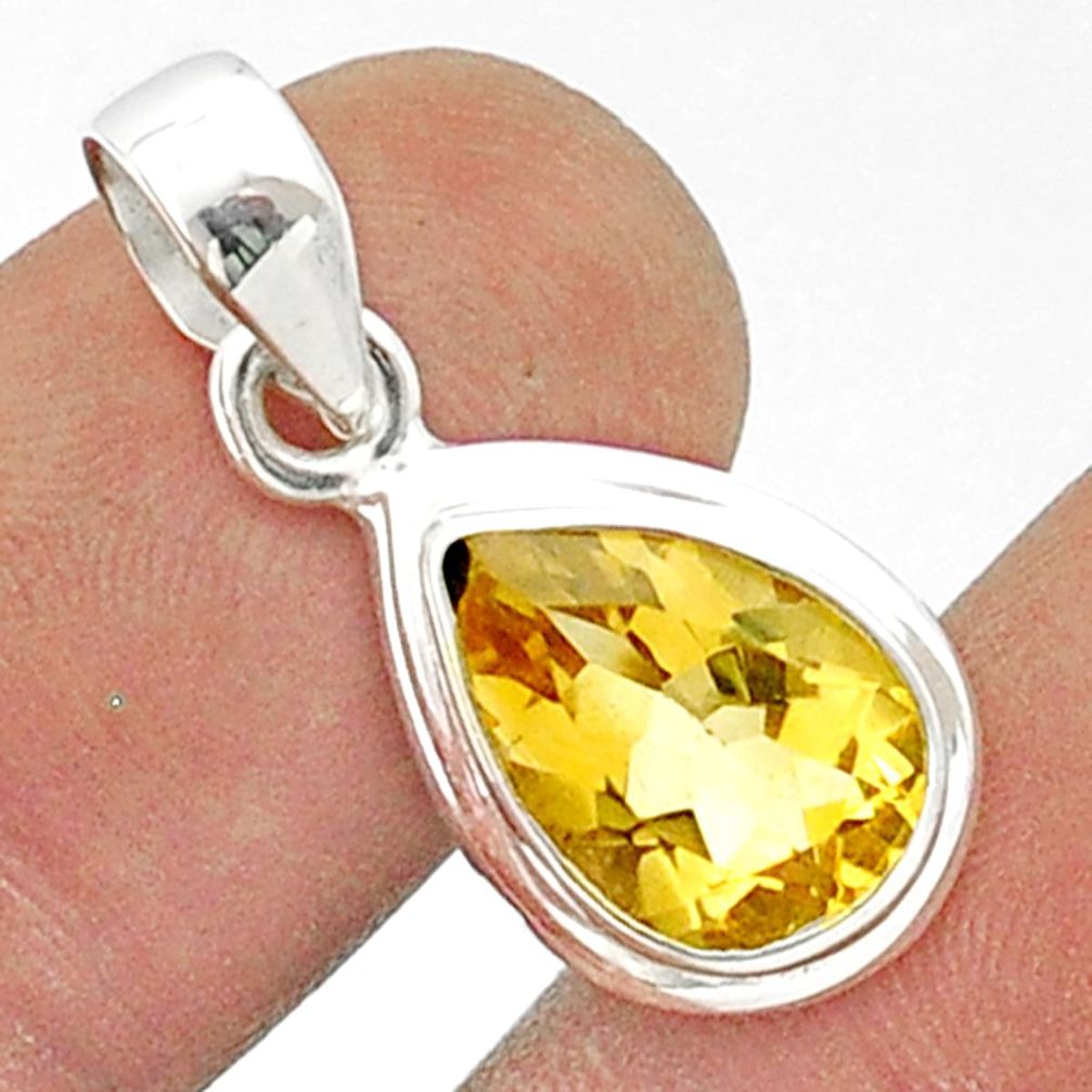 925 sterling silver 3.94cts natural yellow citrine pendant jewelry u23049