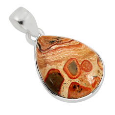 925 sterling silver 10.30cts natural yellow crinoid fossil pear pendant y77736