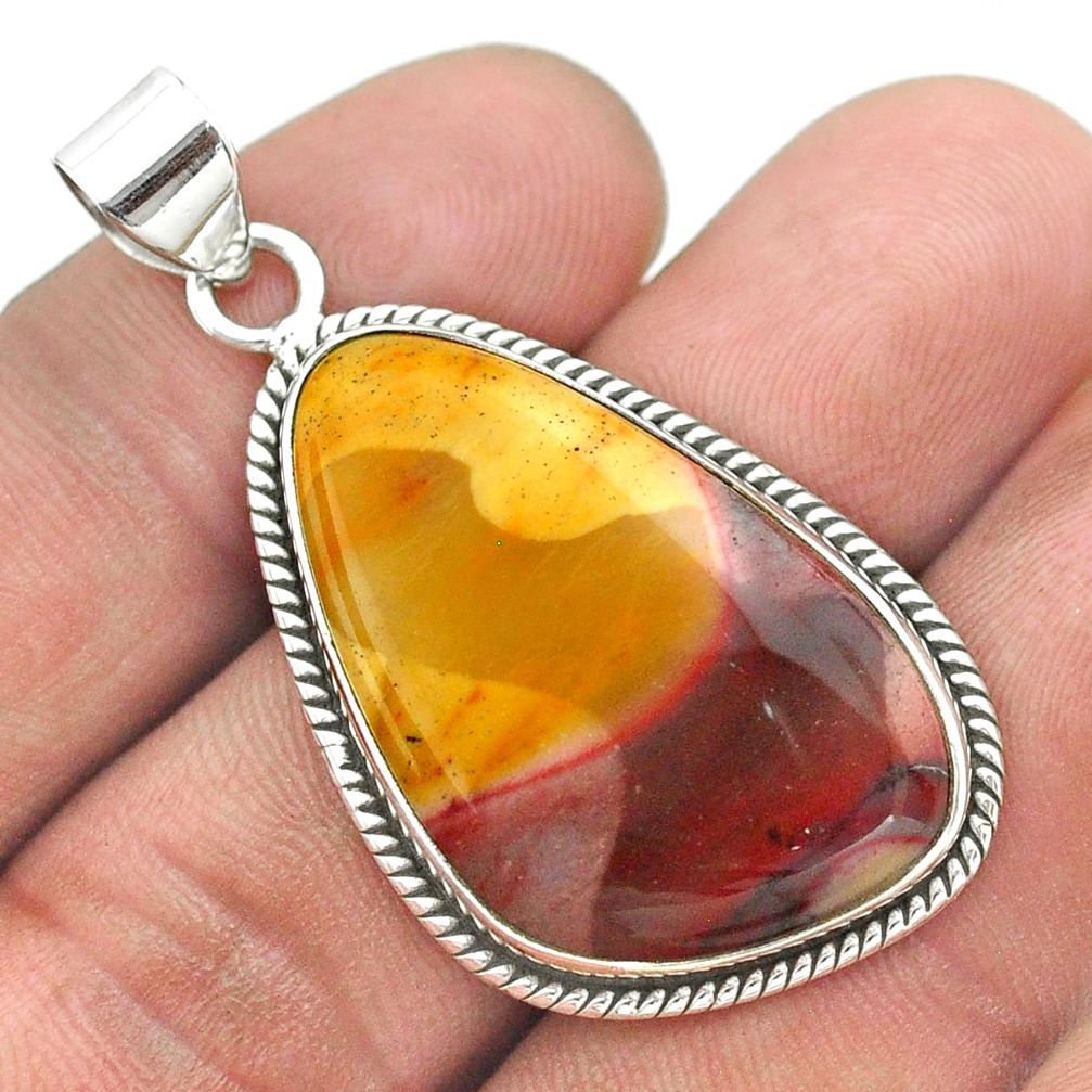925 sterling silver 19.68cts natural yellow mookaite fancy shape pendant t53774