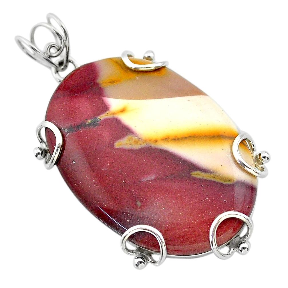 925 sterling silver 36.19cts natural yellow mookaite oval pendant jewelry t31793