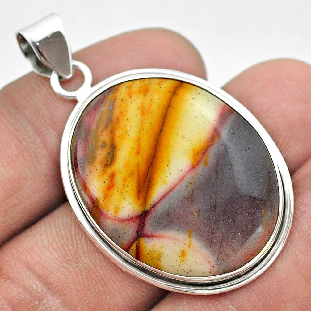 925 sterling silver 24.00cts natural yellow mookaite oval pendant jewelry t53779