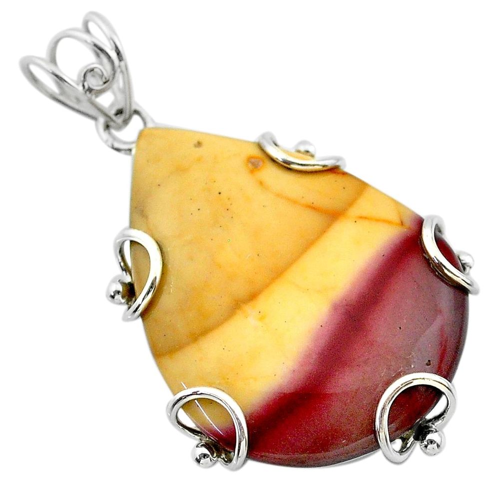 925 sterling silver 28.07cts natural yellow mookaite pear pendant jewelry t31783