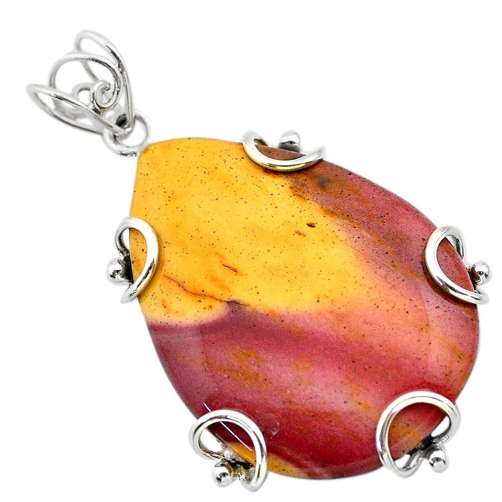 925 sterling silver 29.75cts natural yellow mookaite pear pendant jewelry t31787