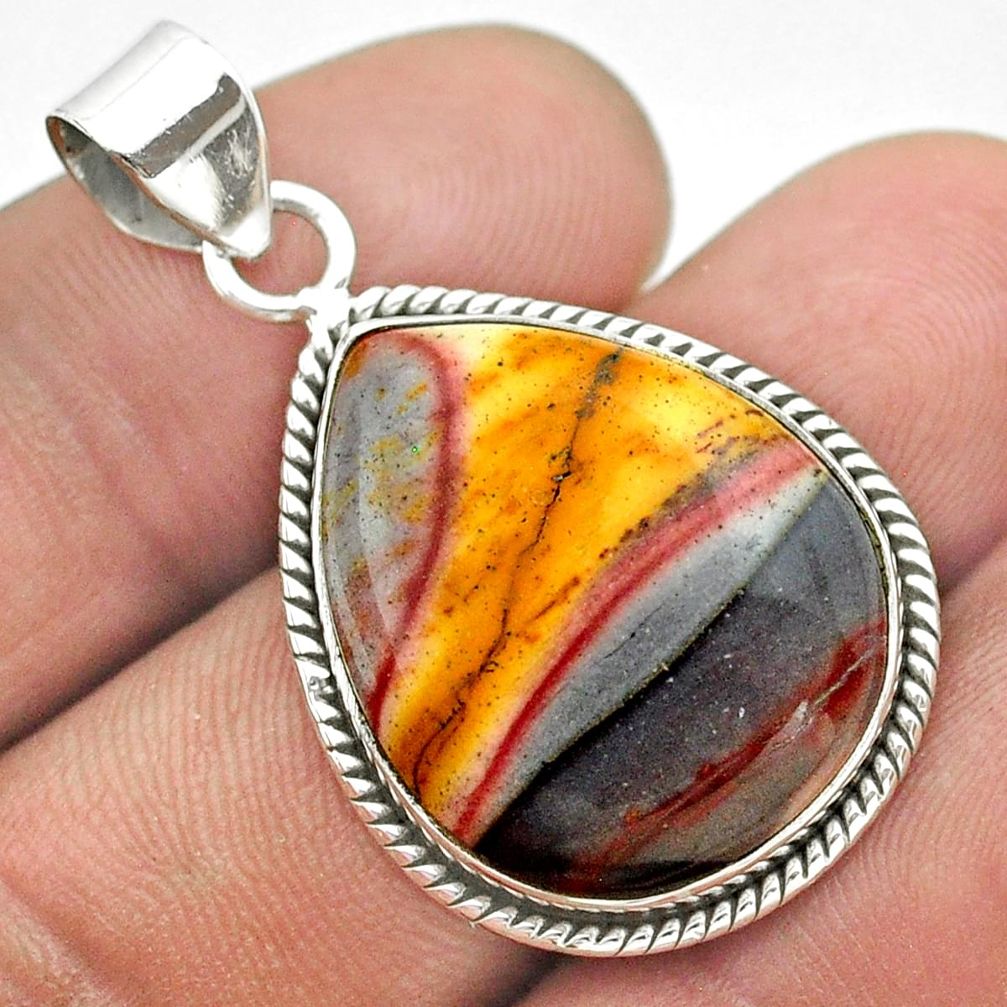 925 sterling silver 16.73cts natural yellow mookaite pear pendant jewelry t53776