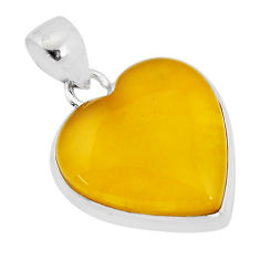 925 sterling silver 13.94cts natural yellow olive opal heart pendant y71494