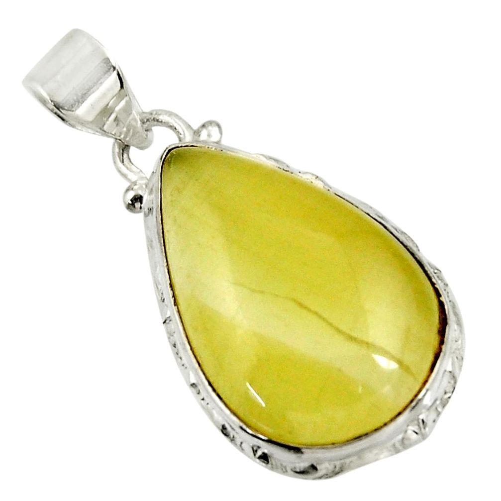 925 sterling silver 15.65cts natural yellow olive opal pear pendant d39310