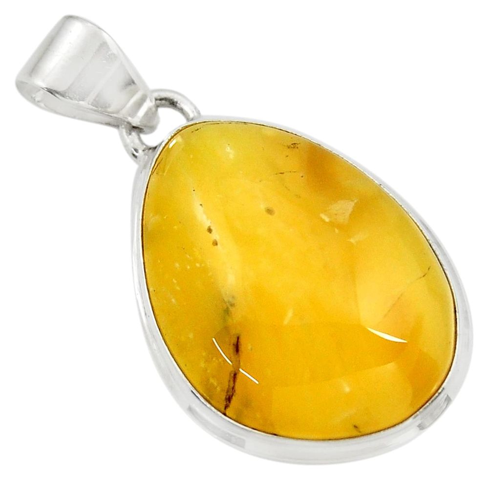 925 sterling silver 16.18cts natural yellow opal pendant jewelry d41895