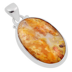 925 sterling silver 13.13cts natural yellow plume agate pendant jewelry n29163