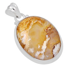 925 sterling silver 17.42cts natural yellow plume agate pendant jewelry n29168