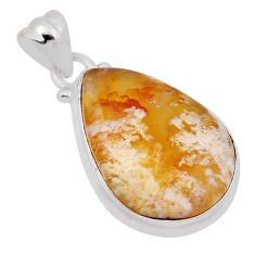 925 sterling silver 14.14cts natural yellow plume agate pendant jewelry n29179