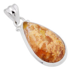 925 sterling silver 12.67cts natural yellow plume agate pendant jewelry n29526