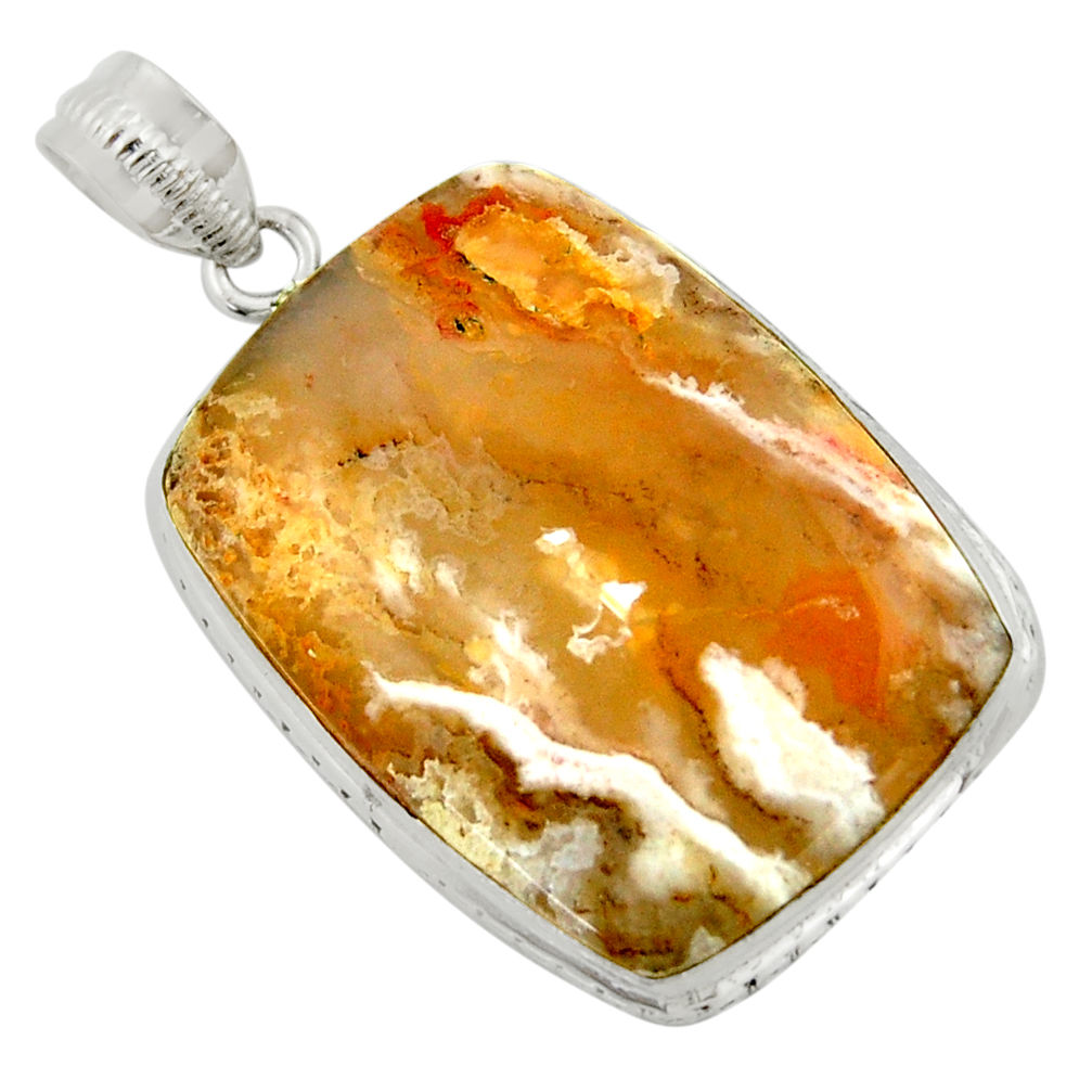 925 sterling silver 28.86cts natural yellow plume agate pendant jewelry r41660