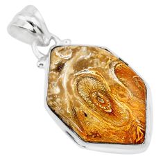 925 sterling silver 14.60cts natural yellow plume agate pendant jewelry t28604