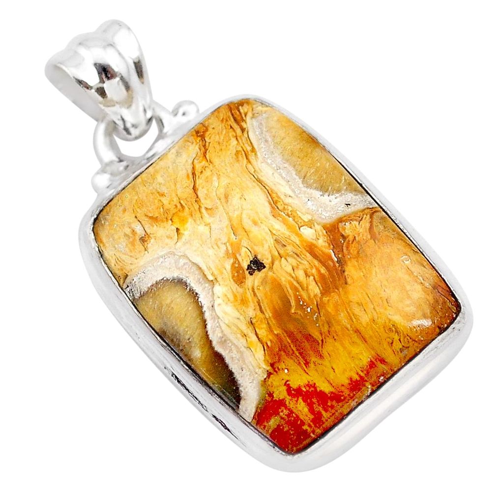 925 sterling silver 15.08cts natural yellow plume agate pendant jewelry t28744