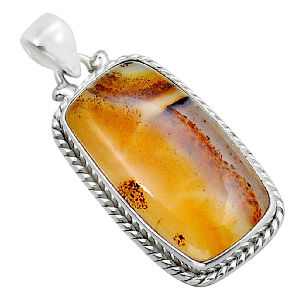 925 sterling silver 24.02cts natural yellow plume agate pendant jewelry y15232