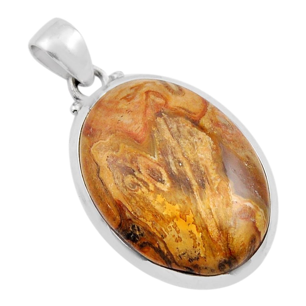 925 sterling silver 16.49cts natural yellow plume agate pendant jewelry y42300