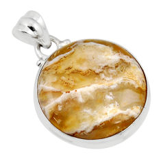 925 sterling silver 16.42cts natural yellow plume agate pendant jewelry y47545