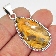 925 sterling silver 16.49cts natural yellow plume agate pendant jewelry y9516