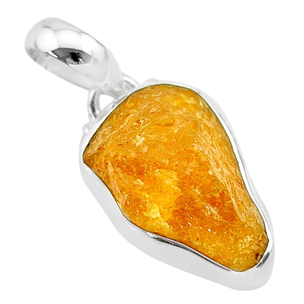 925 sterling silver 10.22cts natural yellow tourmaline pendant jewelry t31198