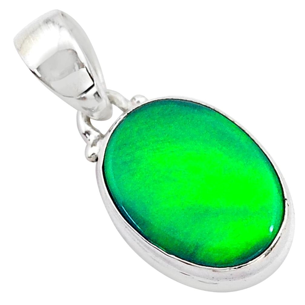 925 silver 3.65cts northern lights aurora opal (lab) oval pendant t25827