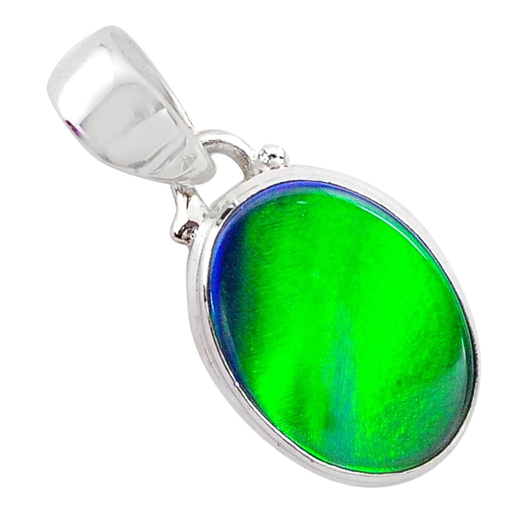 925 silver 3.67cts northern lights aurora opal (lab) oval pendant t25844