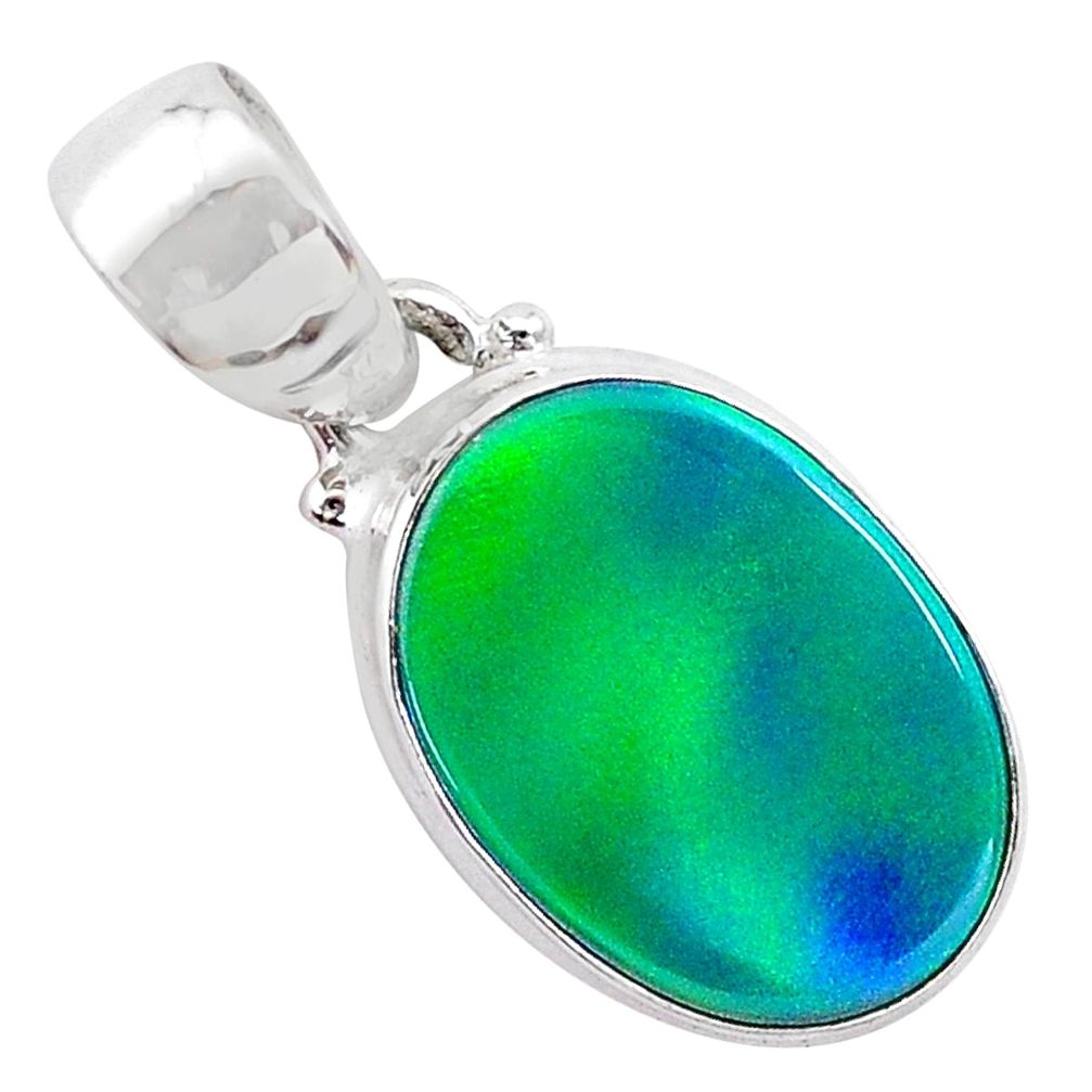 925 silver 3.71cts northern lights aurora opal (lab) oval pendant t25857