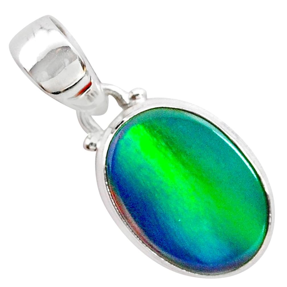925 silver 3.28cts northern lights aurora opal (lab) oval pendant t25860