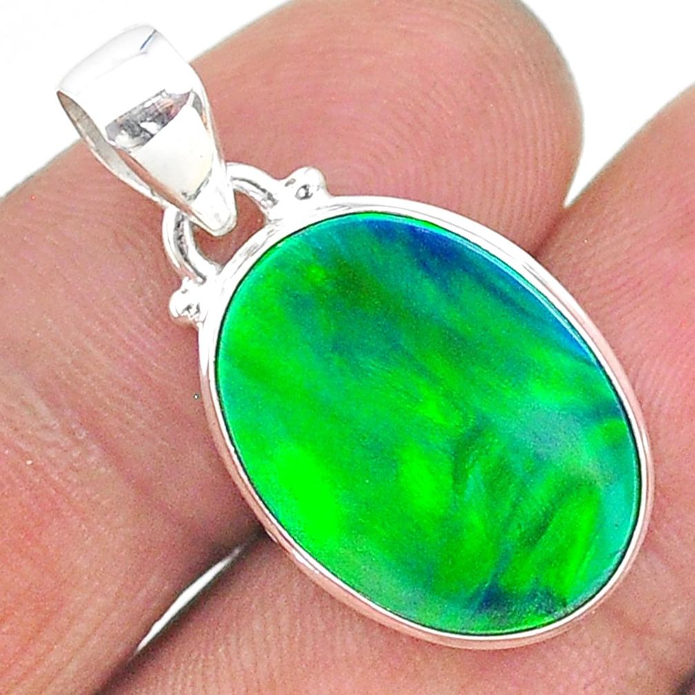 925 silver 6.79cts northern lights aurora opal (lab) pendant jewelry t17120