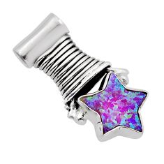 925 sterling silver 1.57cts pink australian opal (lab) star fish pendant y82529