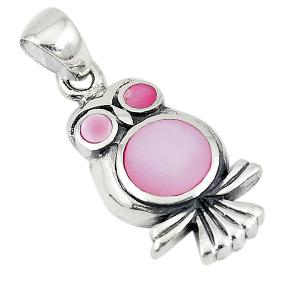 925 sterling silver pink pearl enamel owl charm pendant jewelry a74740 c14507