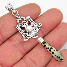 925 sterling silver 8.55cts pointer natural brown dalmatian pearl pendant y21544