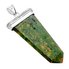 925 sterling silver 42.91cts pointer natural green unakite fancy pendant u69599