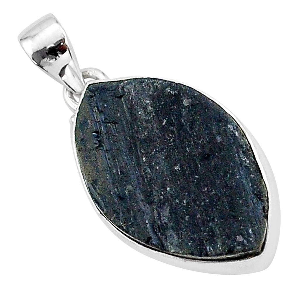 925 sterling silver protector stone black tourmaline raw pendant r96760