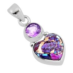 925 sterling silver 6.61cts purple copper turquoise amethyst pendant y64323