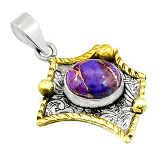 925 sterling silver 5.12cts purple copper turquoise gold pendant jewelry y26257