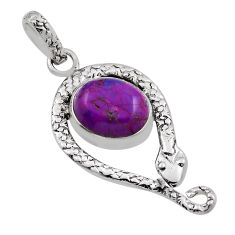 925 sterling silver 5.14cts purple copper turquoise oval snake pendant n25770