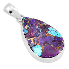 925 sterling silver 16.94cts purple copper turquoise pear pendant jewelry y57497