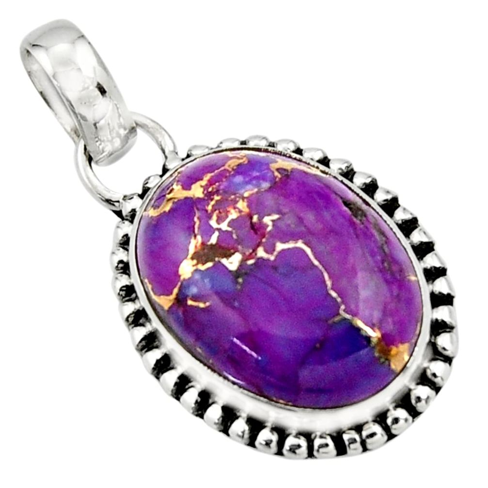 925 sterling silver 12.06cts purple copper turquoise pendant jewelry r26553