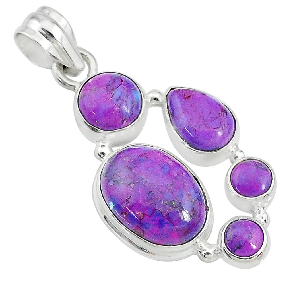 925 sterling silver 13.77cts purple copper turquoise pendant jewelry t10644