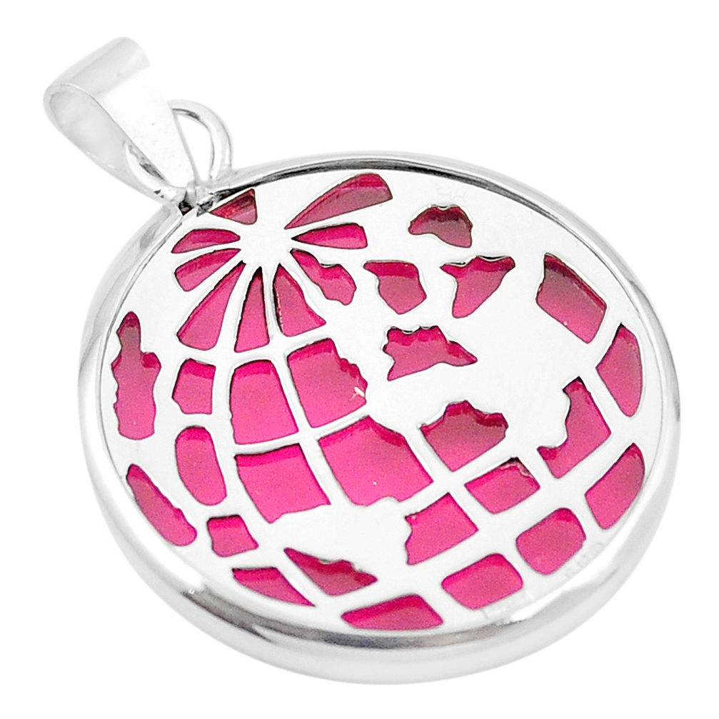 LAB 925 sterling silver red bling topaz (lab) round pendant jewelry c23217