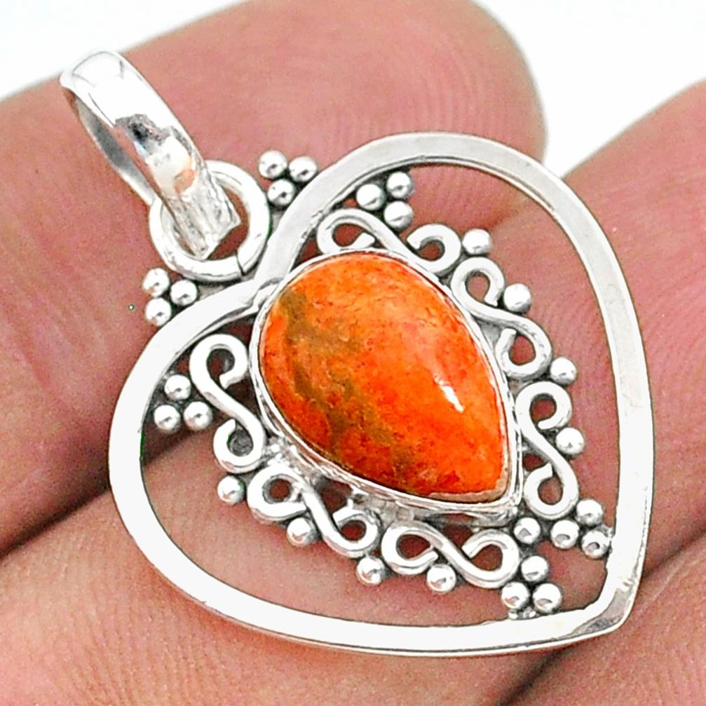 925 sterling silver 4.05cts red copper turquoise pear pendant jewelry t35725