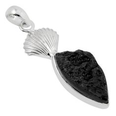 925 sterling silver 9.05cts shell natural black tourmaline rough pendant y47112