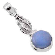 925 sterling silver 6.04cts shell natural blue angelite pendant jewelry n51663
