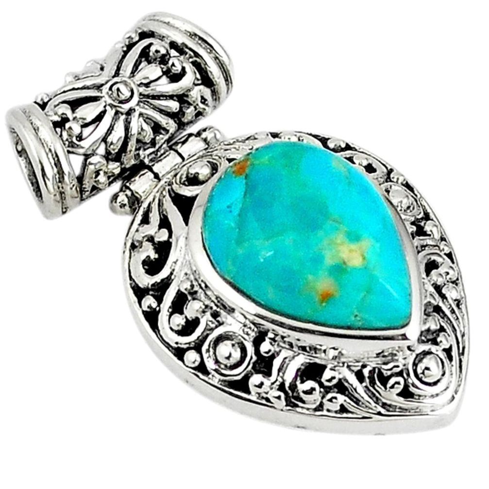 925 sterling silver southwestern blue copper turquoise pear pendant c10825