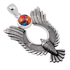 925 sterling silver 3.37cts spiny oyster arizona turquoise eagle pendant n33971