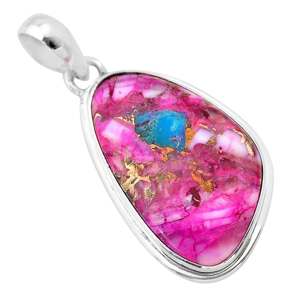 925 sterling silver 13.70cts spiny oyster arizona turquoise fancy pendant t32297