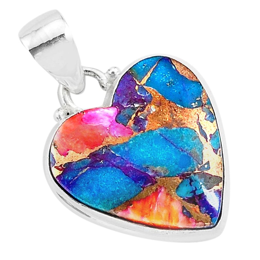 925 sterling silver 11.57cts spiny oyster arizona turquoise heart pendant r93432