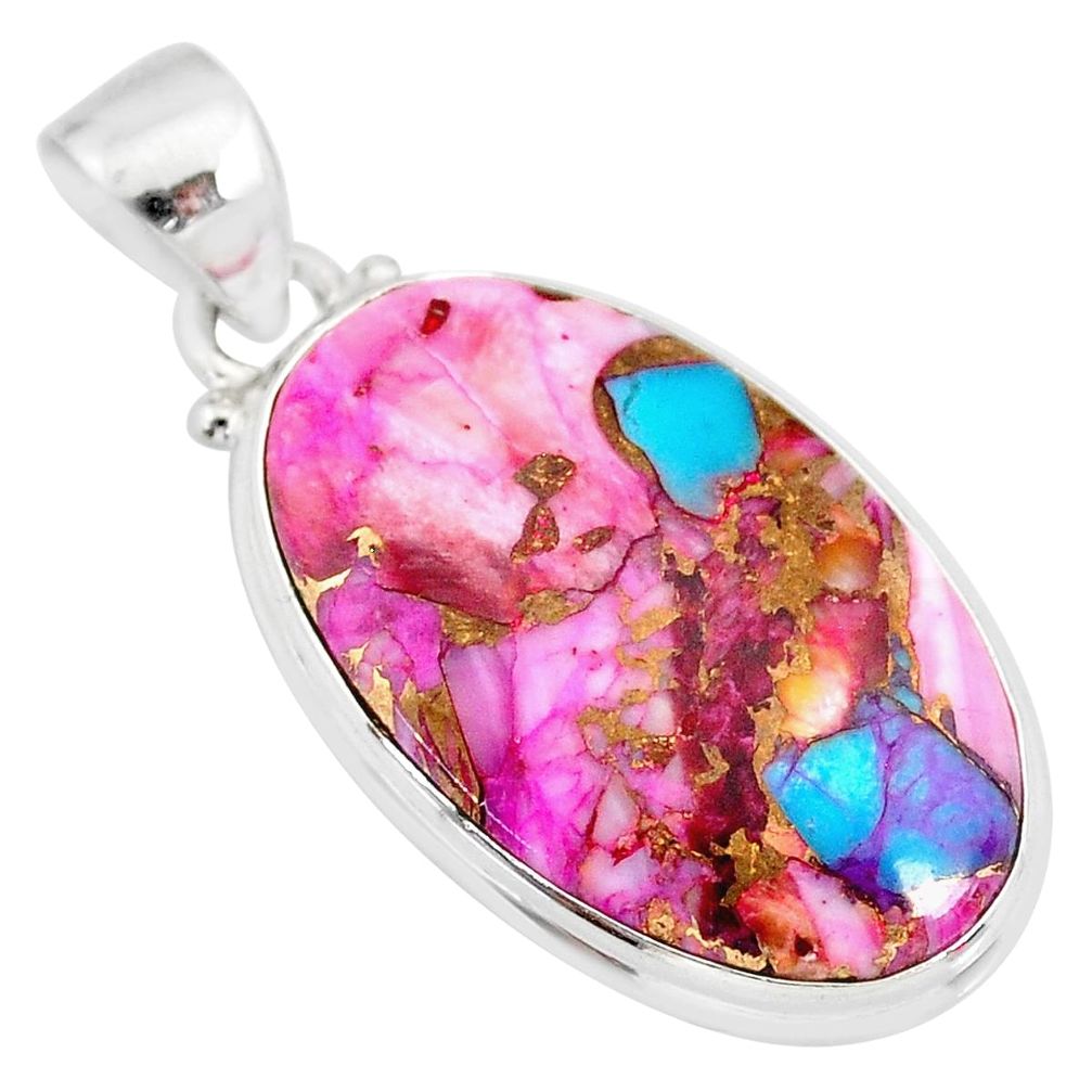 925 sterling silver 14.23cts spiny oyster arizona turquoise oval pendant r83388