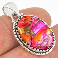 925 sterling silver 14.06cts spiny oyster arizona turquoise oval pendant u87343